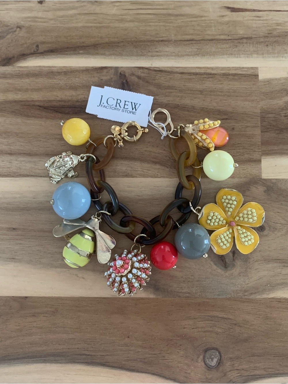 J crew Jcrew Storybook charm resin tortoise bracelet vintage jewelry NWT